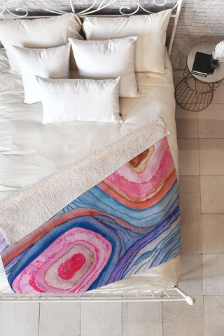 Viviana Gonzalez AGATE Inspired Watercolor Abstract 04 Fleece Throw Blanket