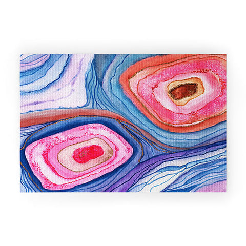 Viviana Gonzalez AGATE Inspired Watercolor Abstract 04 Welcome Mat