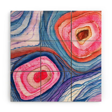 Viviana Gonzalez AGATE Inspired Watercolor Abstract 04 Wood Wall Mural