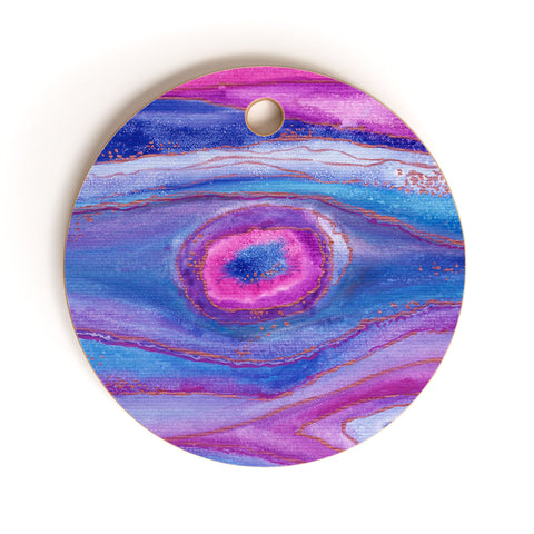 Viviana Gonzalez AGATE Inspired Watercolor Abstract 05 Cutting Board Round