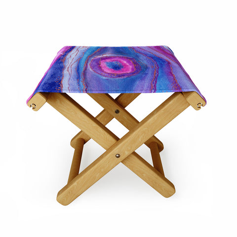 Viviana Gonzalez AGATE Inspired Watercolor Abstract 05 Folding Stool