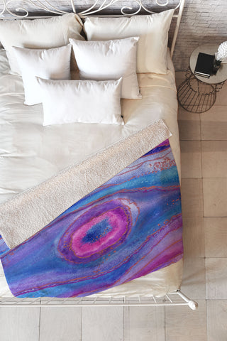 Viviana Gonzalez AGATE Inspired Watercolor Abstract 05 Fleece Throw Blanket