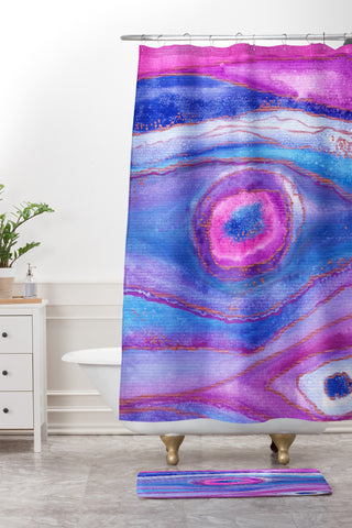Viviana Gonzalez AGATE Inspired Watercolor Abstract 05 Shower Curtain And Mat