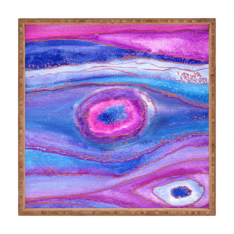 Viviana Gonzalez AGATE Inspired Watercolor Abstract 05 Square Tray