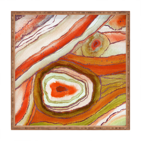 Viviana Gonzalez AGATE Inspired Watercolor Abstract 06 Square Tray
