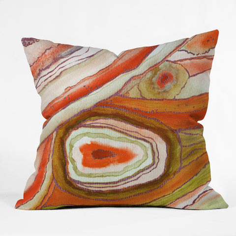 Viviana Gonzalez AGATE Inspired Watercolor Abstract 06 Outdoor Throw Pillow