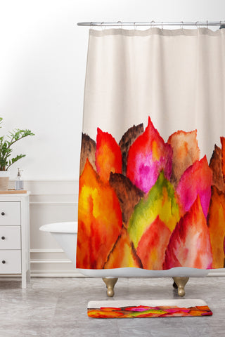 Viviana Gonzalez Autumn abstract watercolor 01 Shower Curtain And Mat