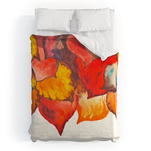 Viviana Gonzalez Autumn abstract watercolor 02 Duvet Cover