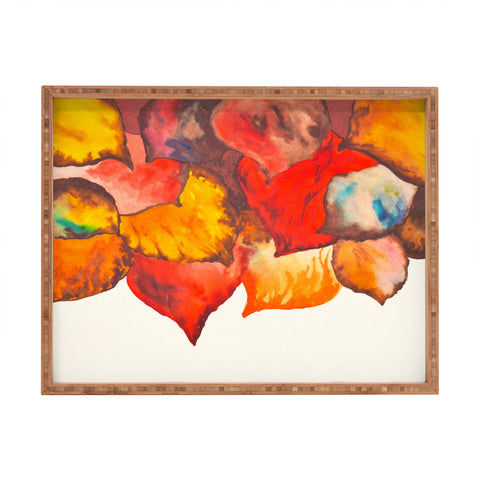 Viviana Gonzalez Autumn abstract watercolor 02 Rectangular Tray
