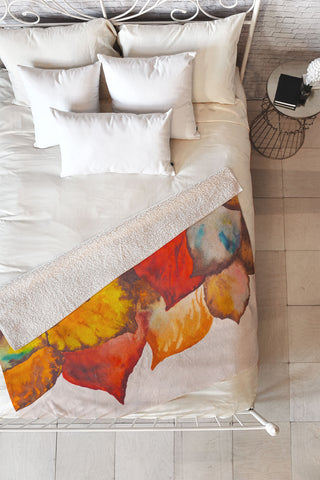 Viviana Gonzalez Autumn abstract watercolor 02 Fleece Throw Blanket