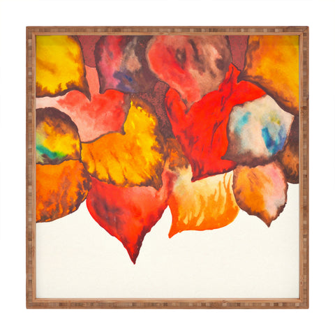 Viviana Gonzalez Autumn abstract watercolor 02 Square Tray