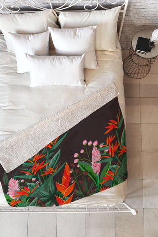 Viviana Gonzalez Dramatic Florals collection 01 Fleece Throw Blanket
