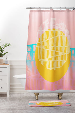 Viviana Gonzalez Electric minimal sun Shower Curtain And Mat