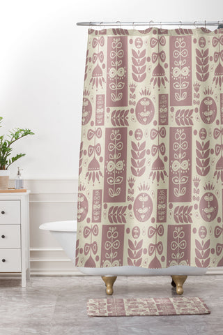 Viviana Gonzalez Folk Inspired Pattern 01 Shower Curtain And Mat
