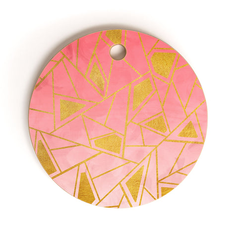 Viviana Gonzalez Geometric pink and gold Cutting Board Round