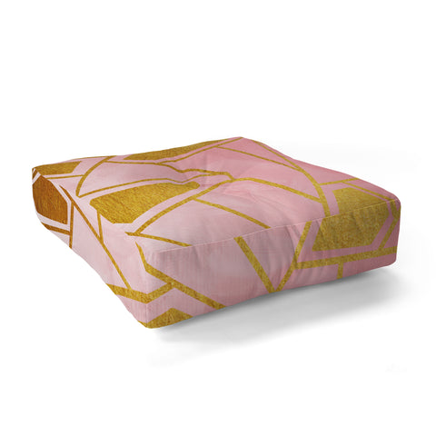 Viviana Gonzalez Geometric pink and gold Floor Pillow Square