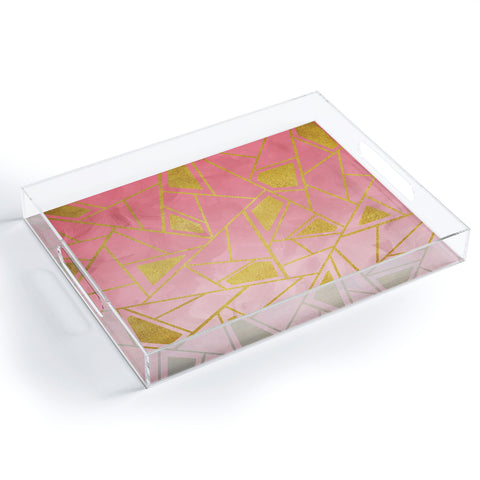 Viviana Gonzalez Geometric pink and gold Acrylic Tray