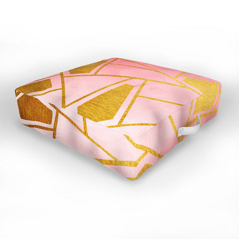 Viviana Gonzalez Geometric pink and gold Outdoor Floor Cushion