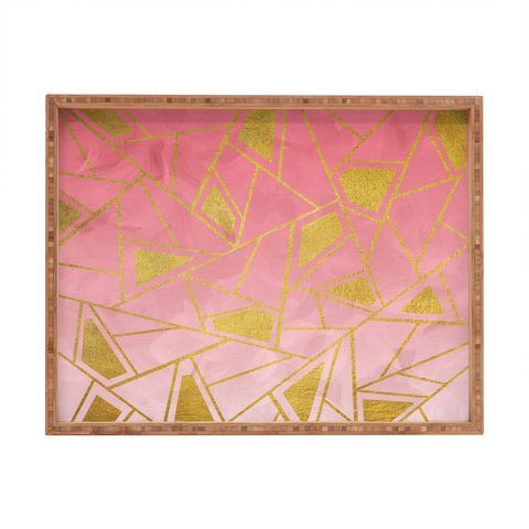 Viviana Gonzalez Geometric pink and gold Rectangular Tray