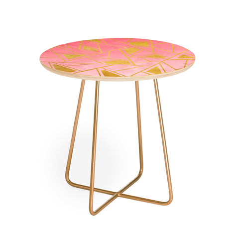 Viviana Gonzalez Geometric pink and gold Round Side Table