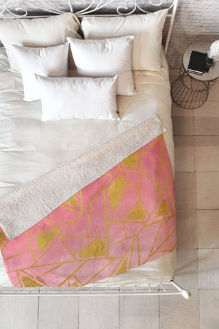 Viviana Gonzalez Geometric pink and gold Fleece Throw Blanket