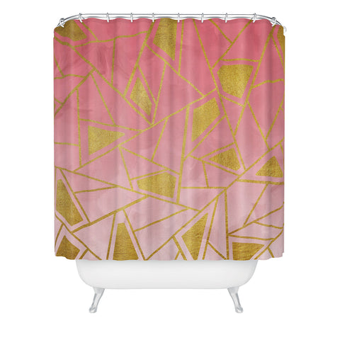 Viviana Gonzalez Geometric pink and gold Shower Curtain