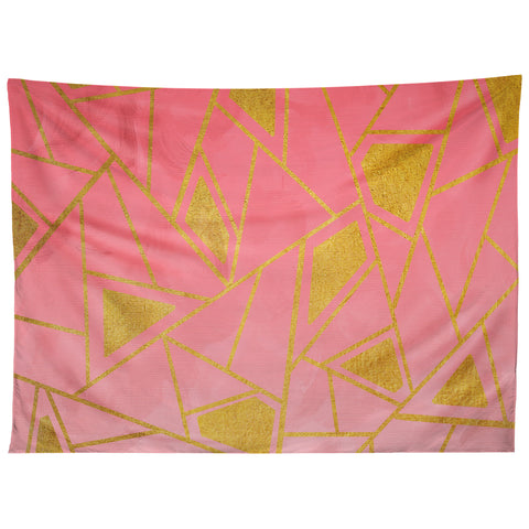 Viviana Gonzalez Geometric pink and gold Tapestry