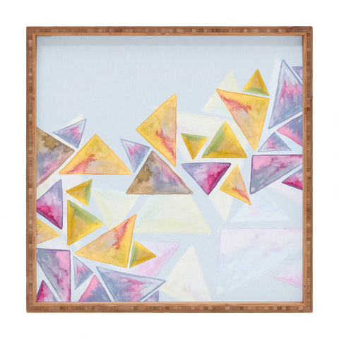 Viviana Gonzalez Geometric watercolor play 01 Square Tray