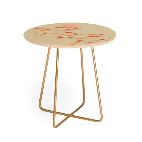 Viviana Gonzalez Lineart mountains experience 3 Round Side Table