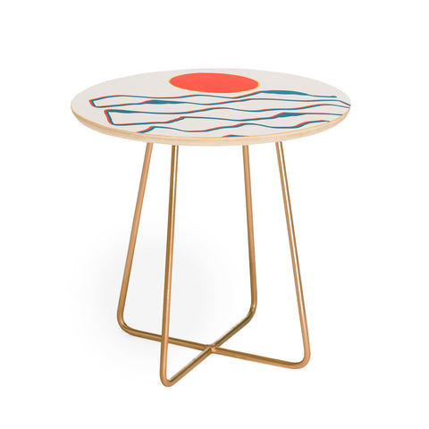 Viviana Gonzalez Lineart mountains experience1 Round Side Table