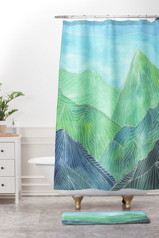 Viviana Gonzalez Lines in the mountains IV Shower Curtain And Mat