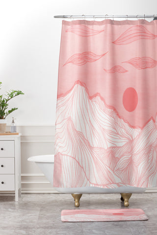 Viviana Gonzalez Lines in the mountains Shower Curtain And Mat