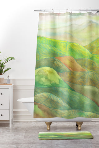 Viviana Gonzalez Lines in the mountains VII Shower Curtain And Mat