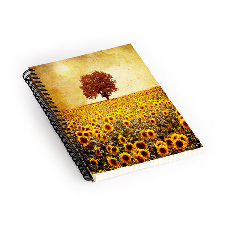 Viviana Gonzalez Lone Tree And Sunflowers Field Spiral Notebook