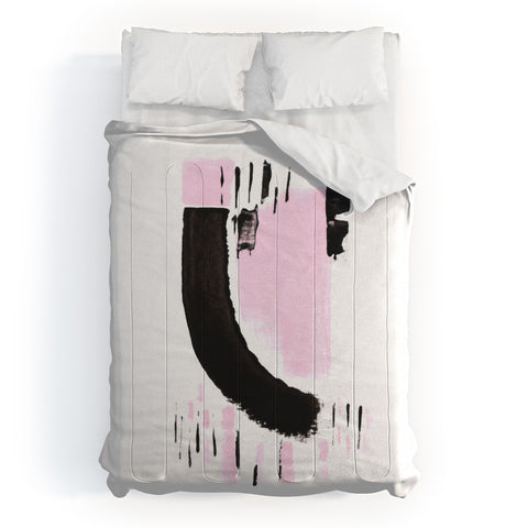 Viviana Gonzalez Minimal black and pink I Comforter