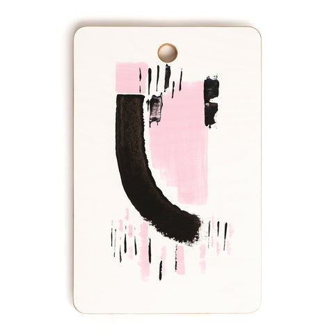 Viviana Gonzalez Minimal black and pink I Cutting Board Rectangle