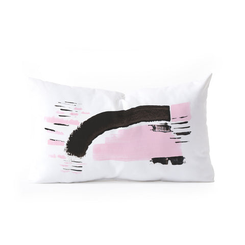Viviana Gonzalez Minimal black and pink I Oblong Throw Pillow