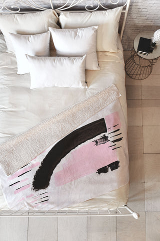 Viviana Gonzalez Minimal black and pink I Fleece Throw Blanket
