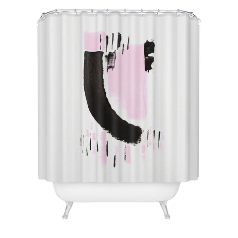 Viviana Gonzalez Minimal black and pink I Shower Curtain
