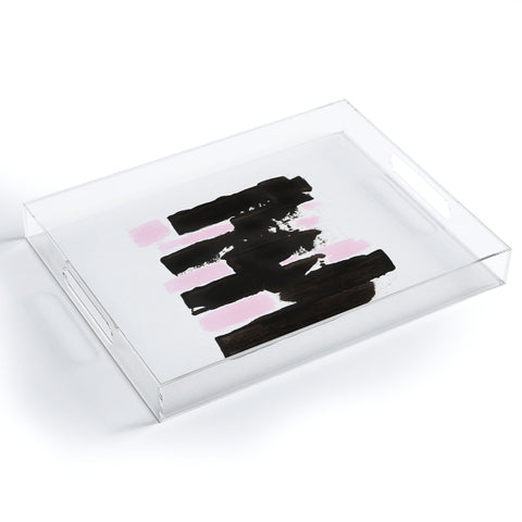 Viviana Gonzalez Minimal black and pink II Acrylic Tray