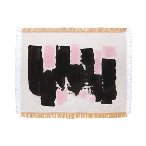 Viviana Gonzalez Minimal black and pink II Throw Blanket