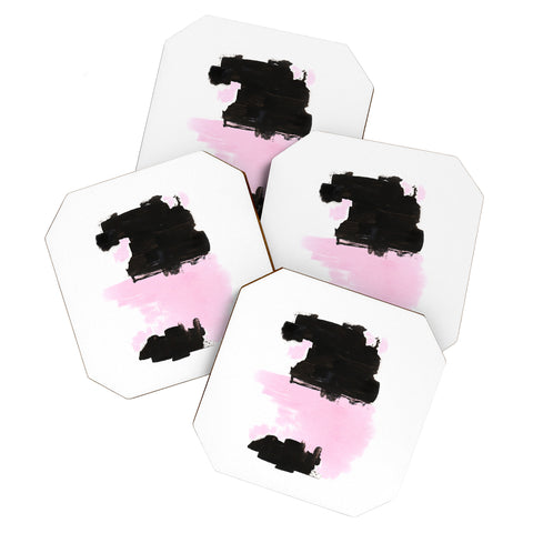 Viviana Gonzalez Minimal black and pink III Coaster Set