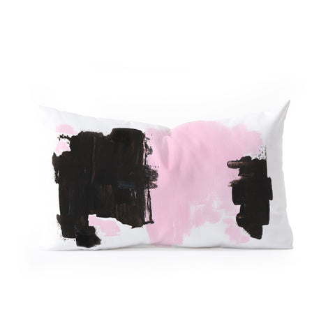 Viviana Gonzalez Minimal black and pink III Oblong Throw Pillow