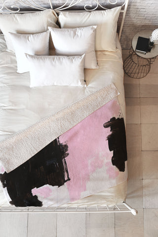 Viviana Gonzalez Minimal black and pink III Fleece Throw Blanket