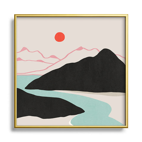 Viviana Gonzalez Minimal Mountains In the Sea 2 Metal Square Framed Art Print