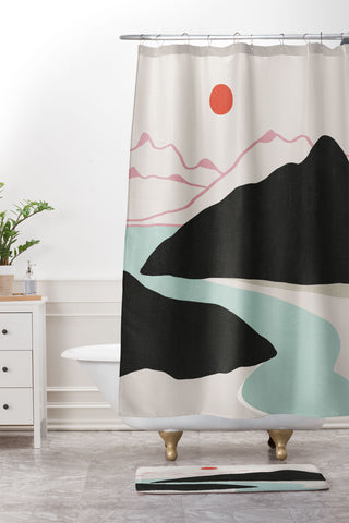 Viviana Gonzalez Minimal Mountains In the Sea 2 Shower Curtain And Mat