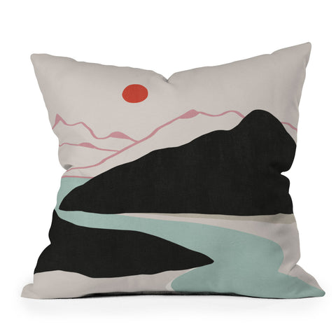 Viviana Gonzalez Minimal Mountains In the Sea 2 Outdoor Throw Pillow