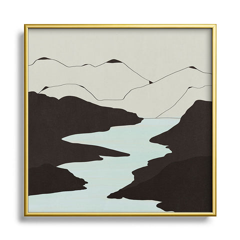 Viviana Gonzalez Minimal Mountains In The Sea Metal Square Framed Art Print