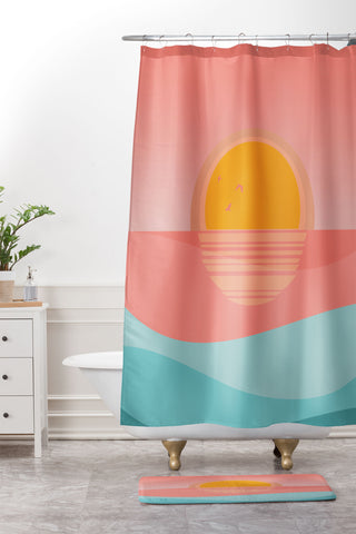 Viviana Gonzalez Minimal Sunset 1 Shower Curtain And Mat