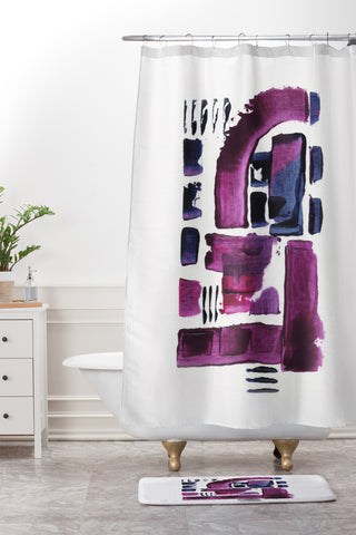 Viviana Gonzalez Minimal Ultra violet and blue II Shower Curtain And Mat